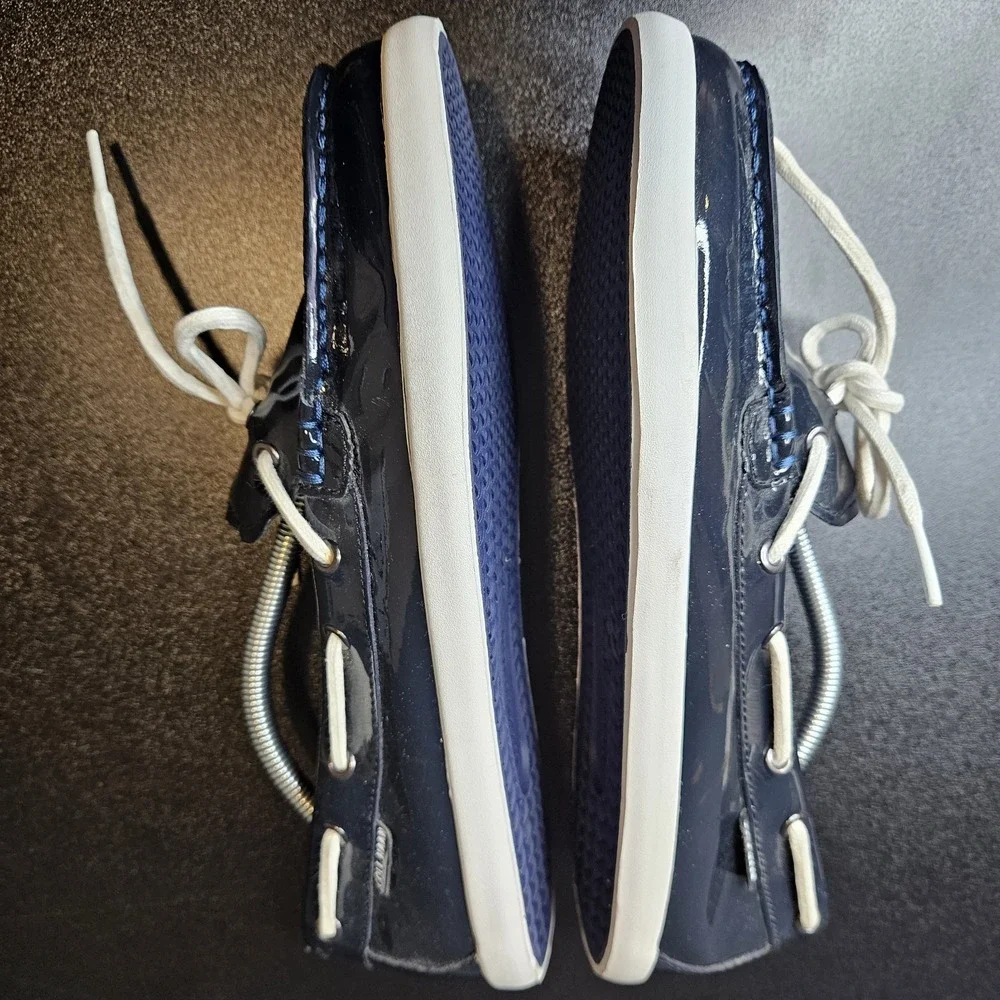 Cole‎ Haan Women's Patent Leather Boat Deck Shoes Navy Blue Size 9 Nantucket